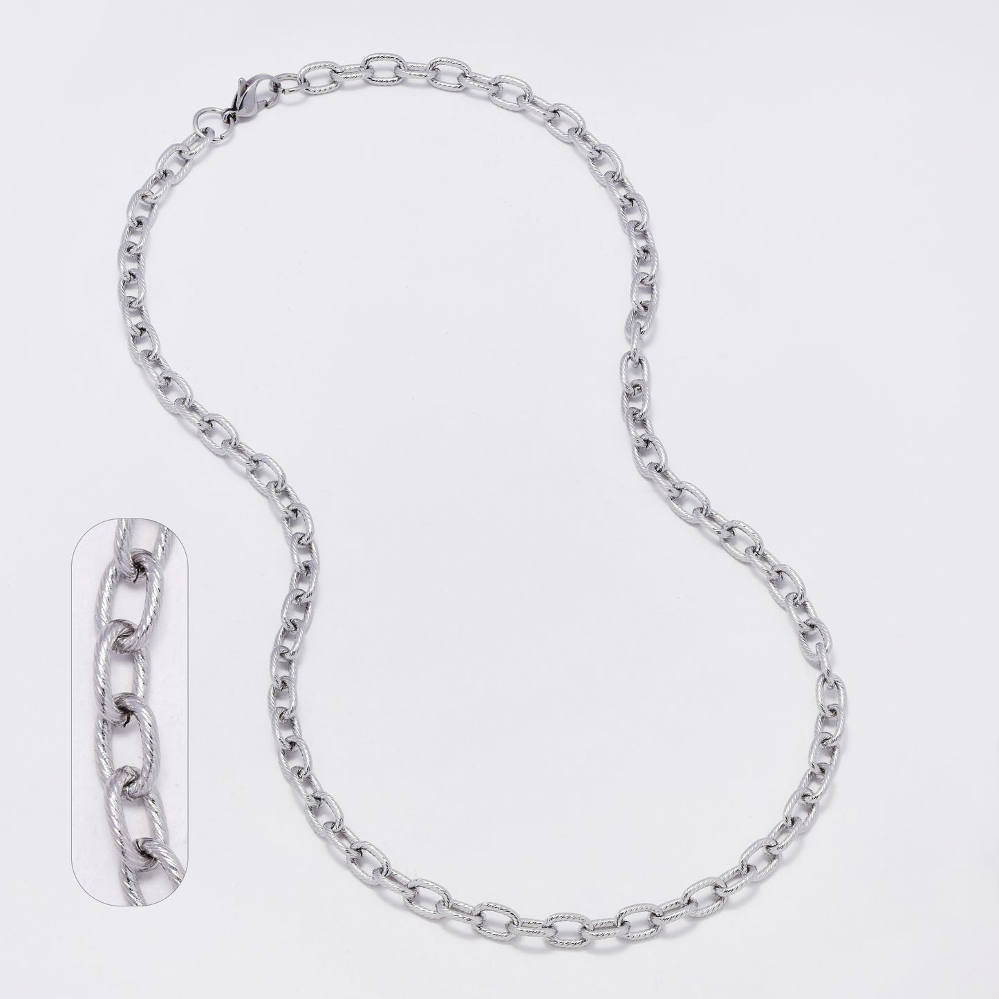 SSMN3402 - Steel 45cm x 5.5mm textured cable chain necklace