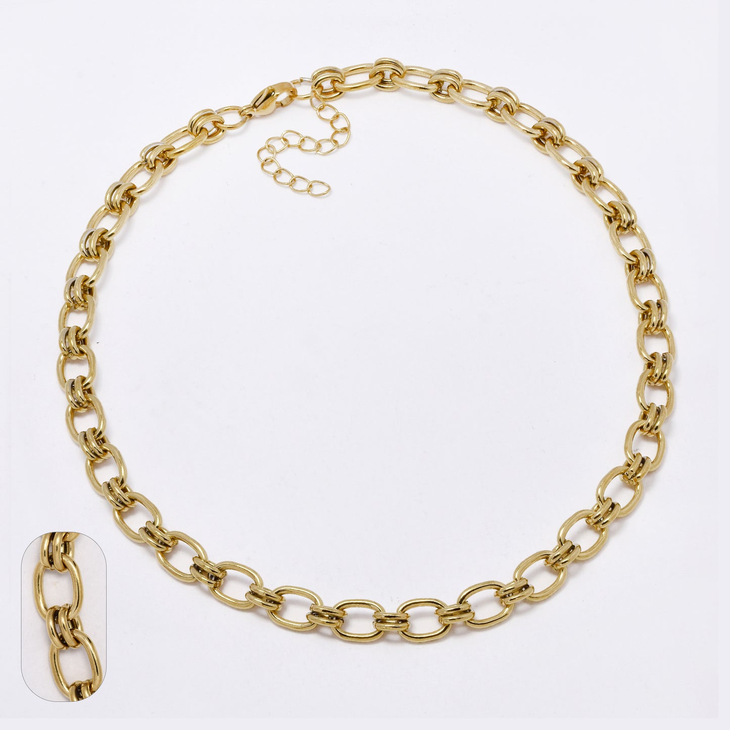 SSMN3449 - Steel 40cm + 5cm x 9mm oval link necklace