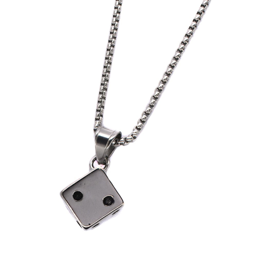 Stainless steel 15mm 3D dice necklace - SSMP2706