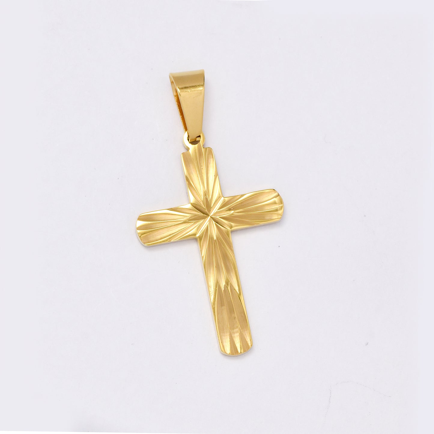 SSMP2982- Steel 41mm x 21mm patterned cross pendant