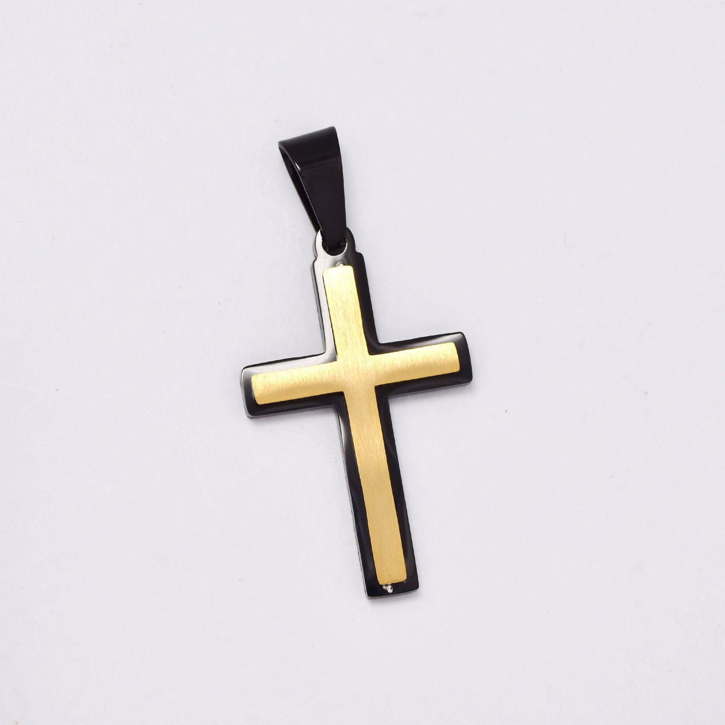 SSMP2984 - Steel 38mm x 20mm brushed and shiny cross pendant