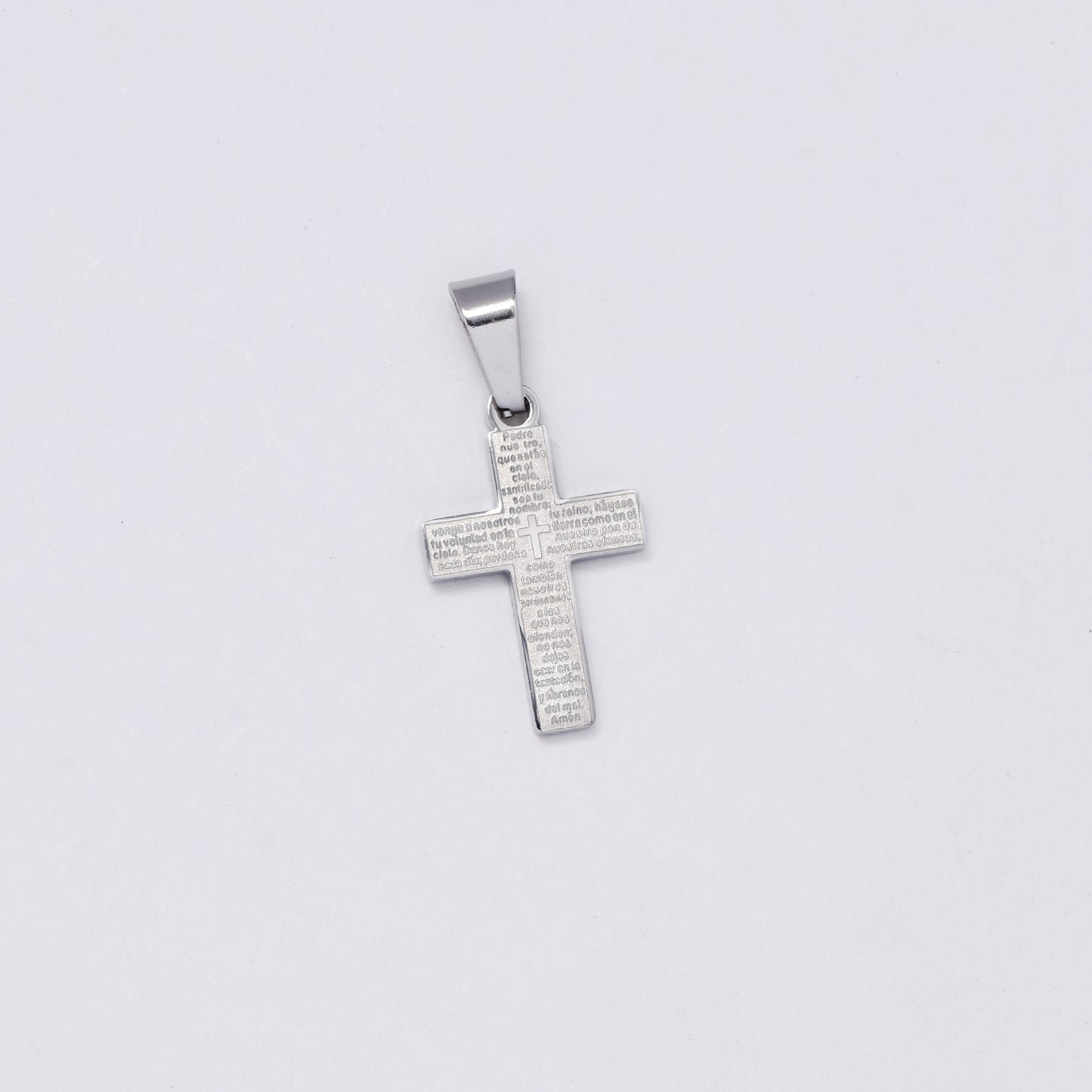 SSMP2988 - Steel 20.5mm x 13mm Spanish Lord's Prayer pendant