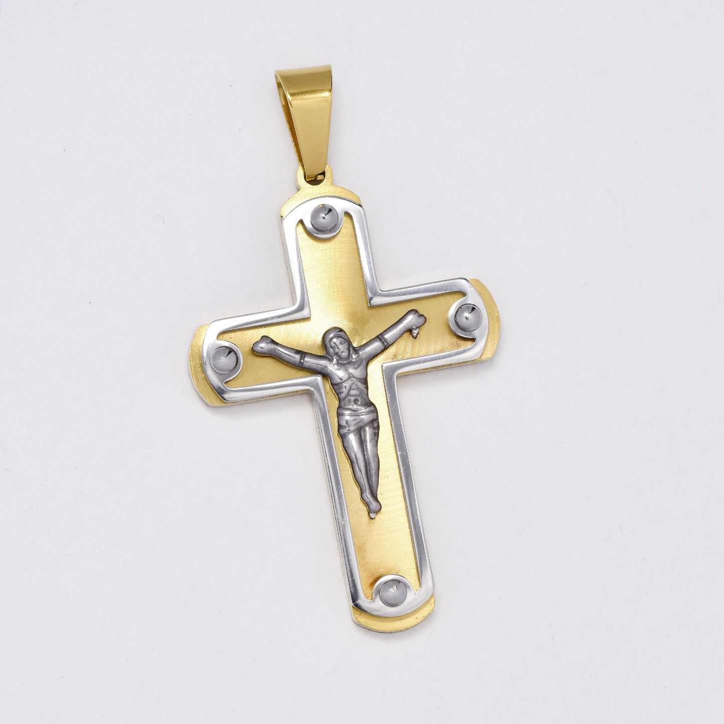 SSMP2989 - Steel 42.5mm x 27.5mm crucifix pendant
