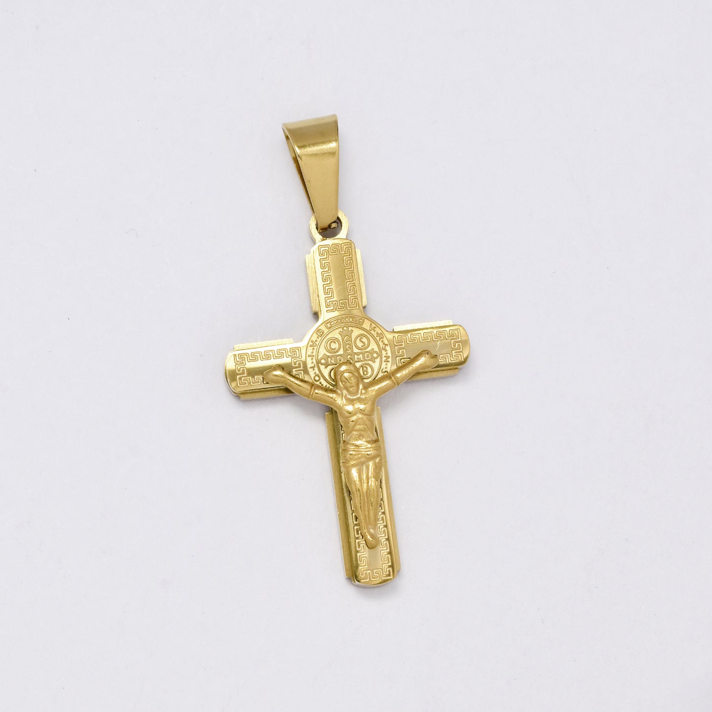 SSMP2991 - Steel 34.5mm x 22mm decorative crucifix pendant