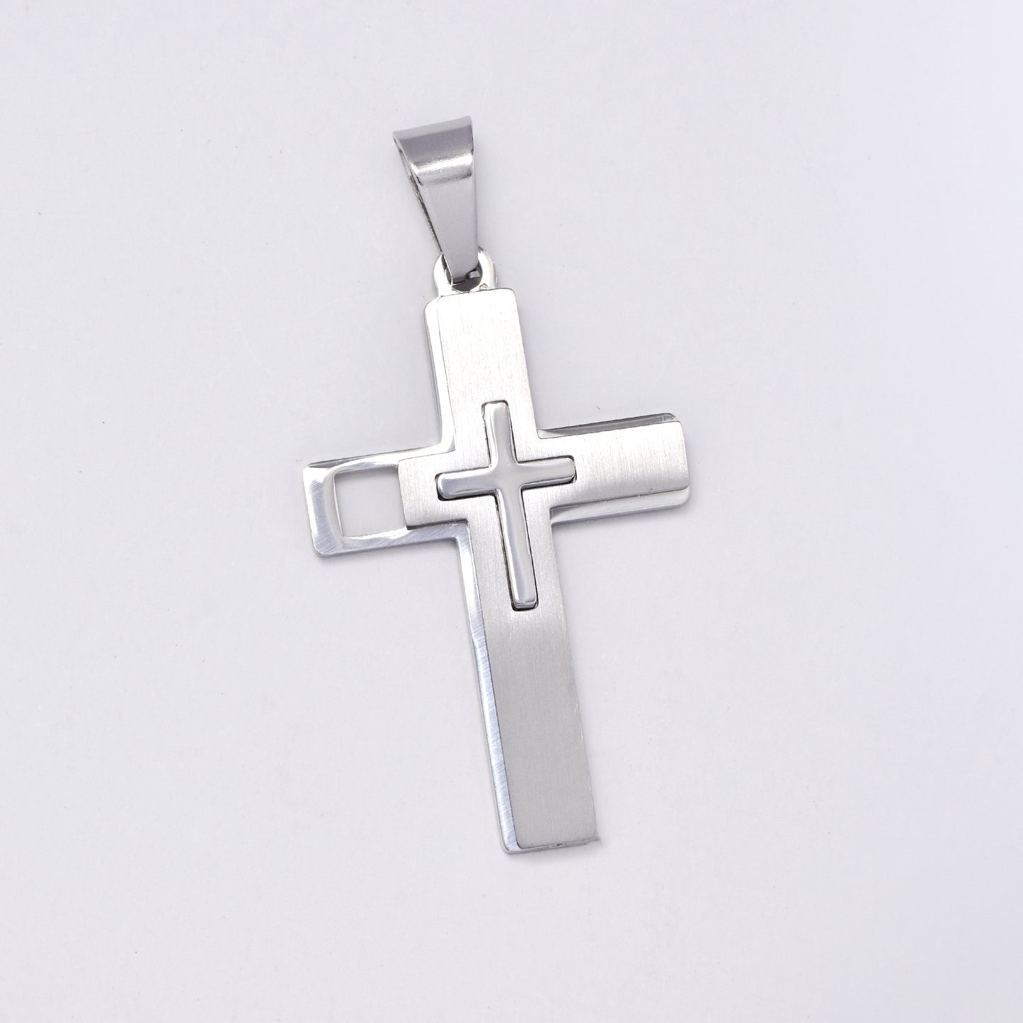SSMP2995 - Steel 38mm x 24mm cross pendant
