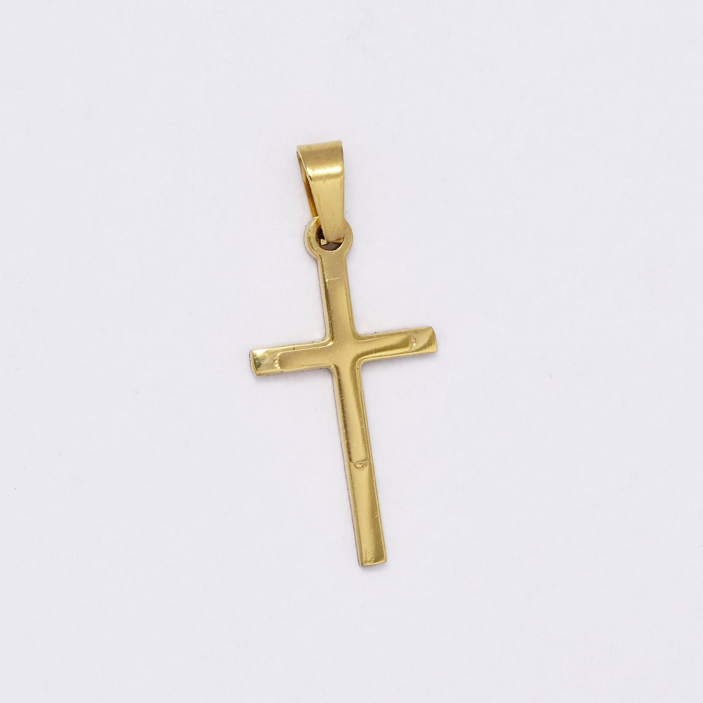 SSMP3024 - Steel 29mm x 13mm small layered cross pendant