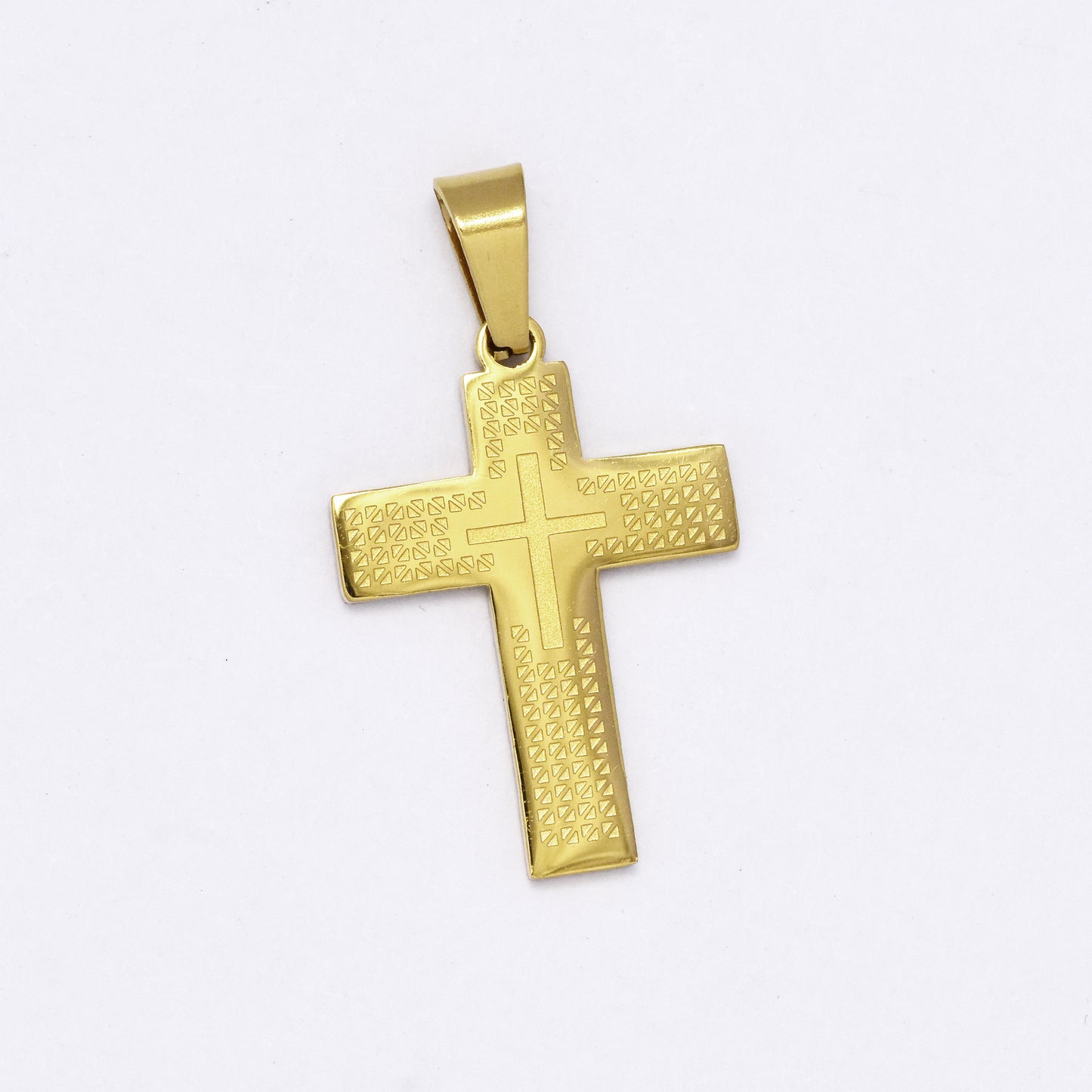 SSMP3030 - Steel 25mm x 18mm flat cross pendant