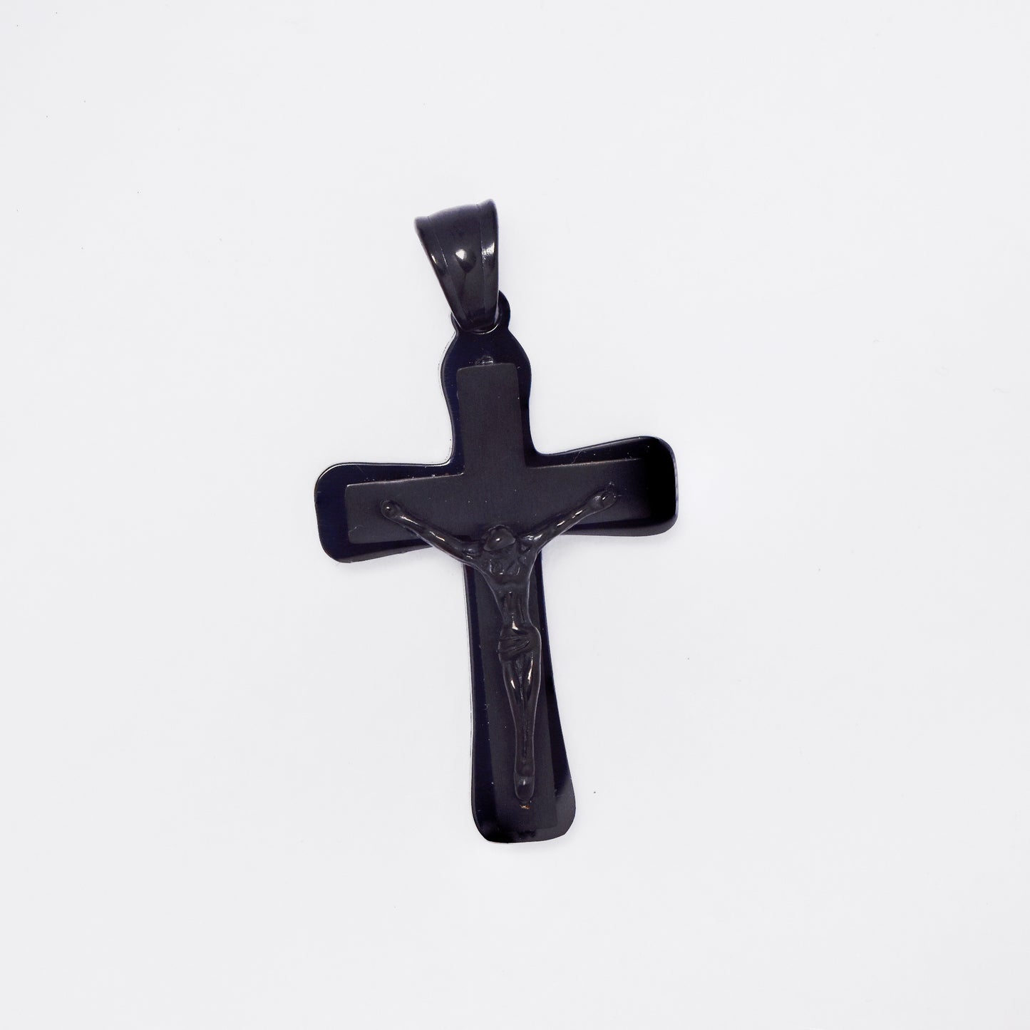 SSMP3219 - Steel 32mm x 20mm double layer crucifix pendant