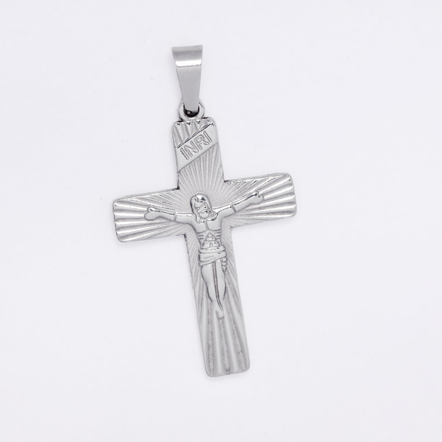 SSMP3230 - Steel textured 35mm x 23mm INRI crucifix pendant