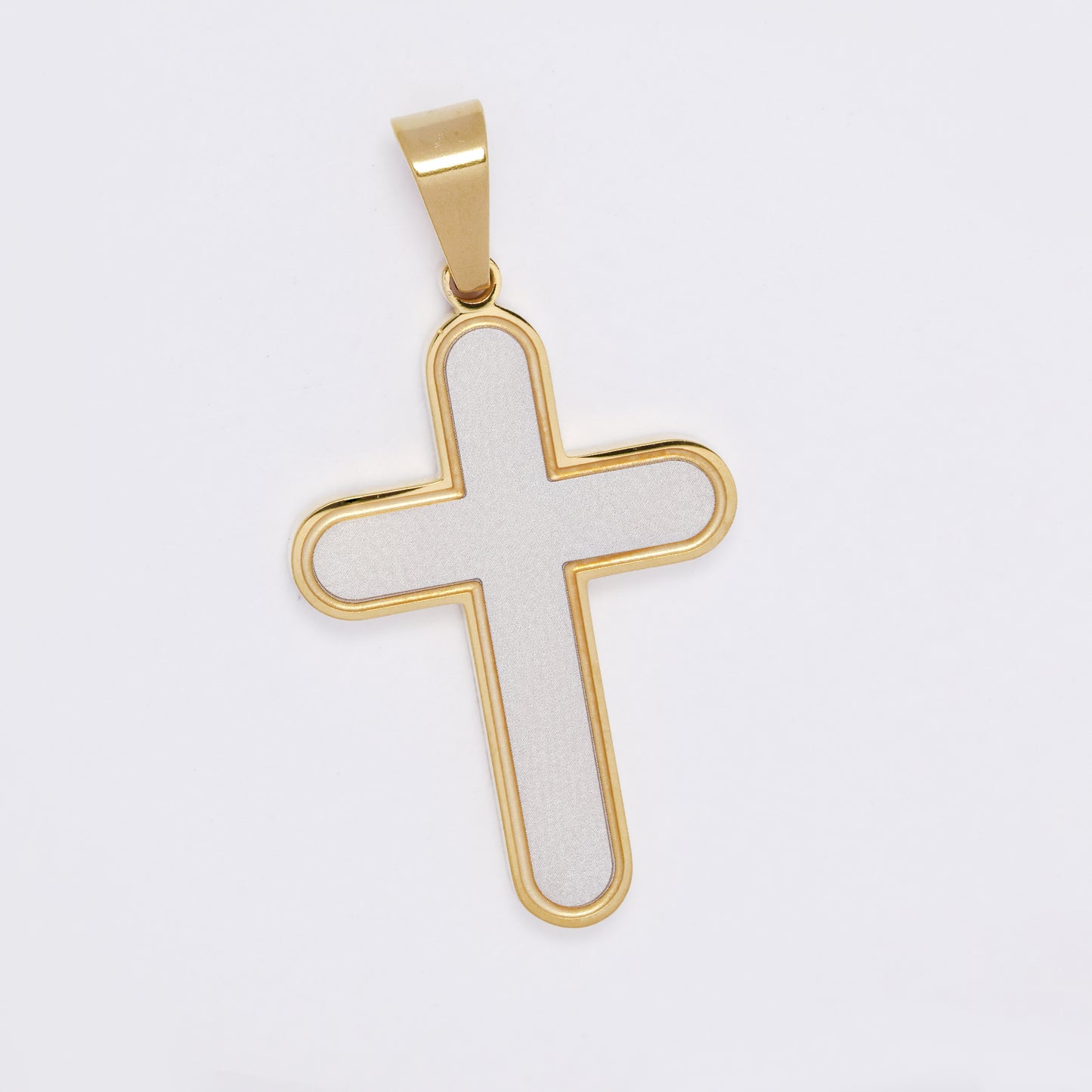 SSMP3295 - Steel 30mm x 24mm rounded cross pendant