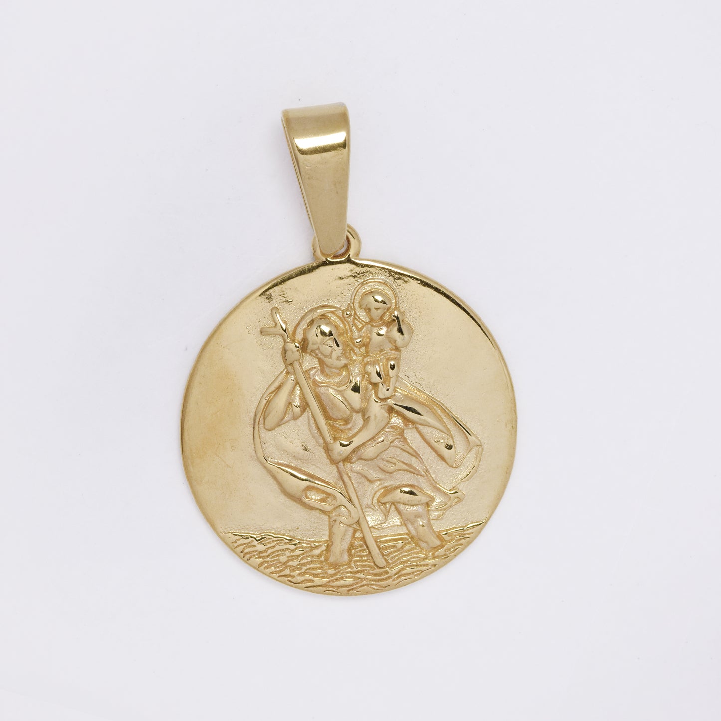 SSMP3443 - Steel 25mm Saint Christopher disk pendant