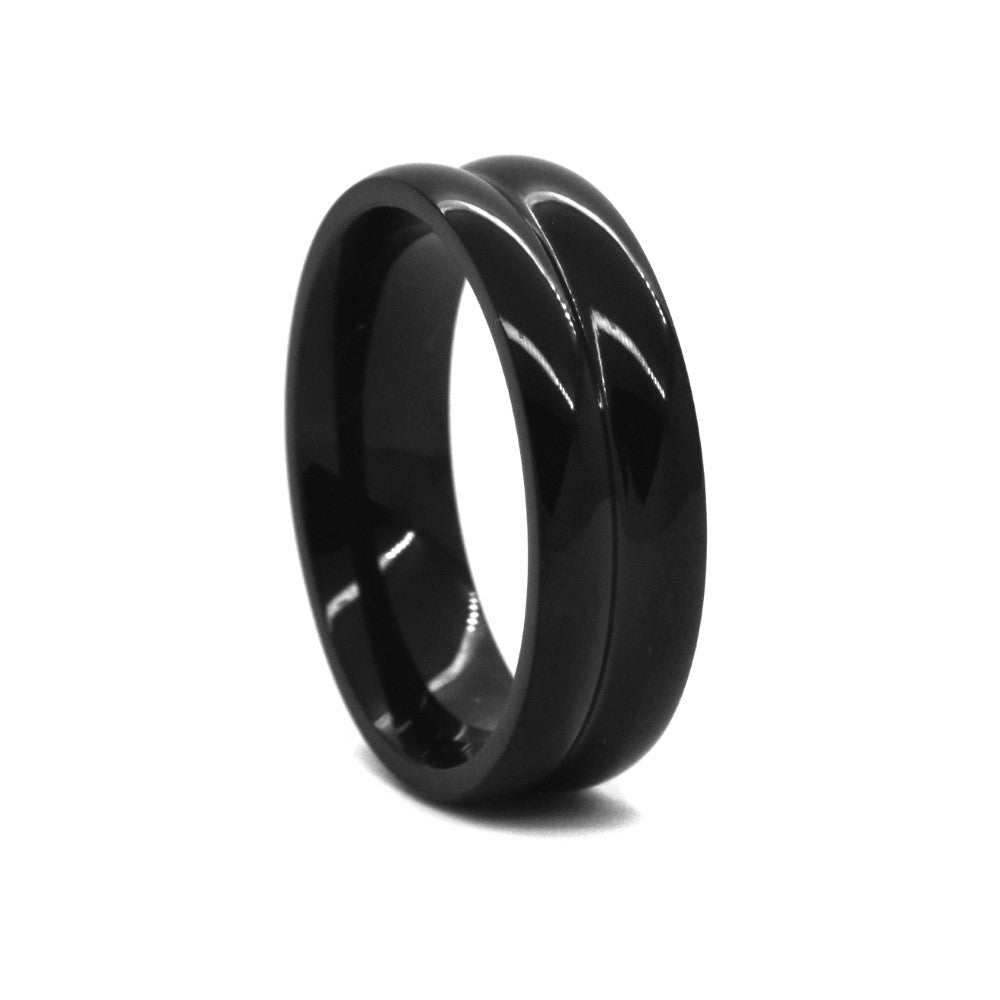 Stainless steel black double tube ring - SSMR2700