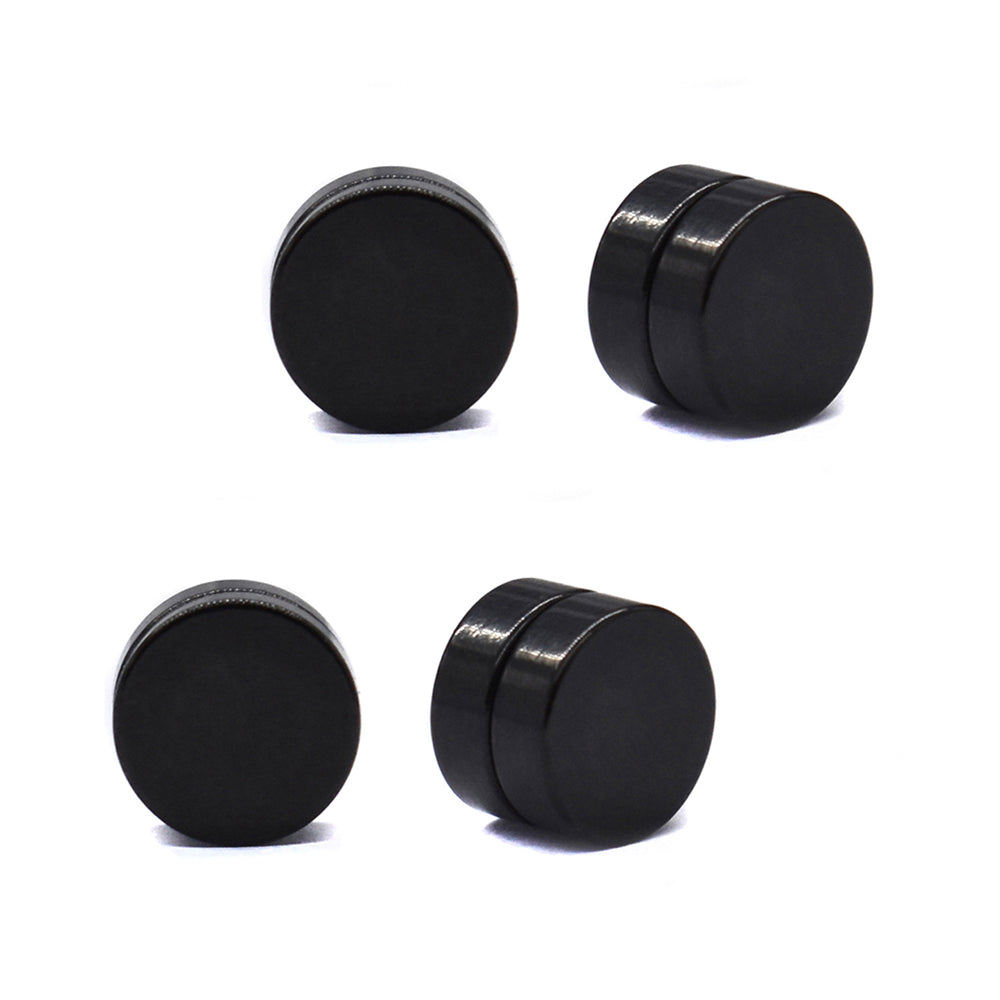 2 Pair stainless steel 6mm black magnetic stud earring - SSNCE107