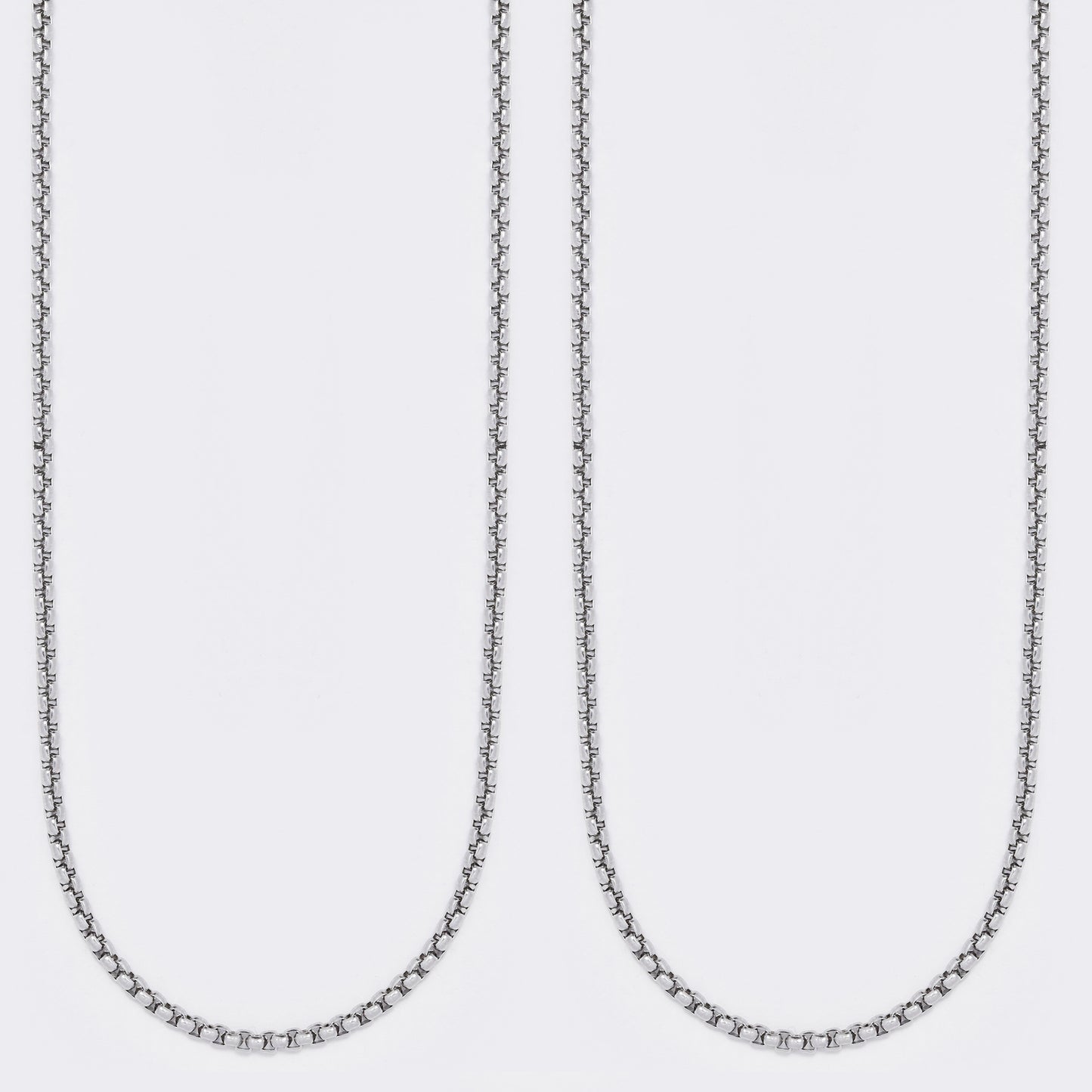 Stainless steel 2 pack 2mm x 60cm round box chain - SSROUNDBOX-2X60