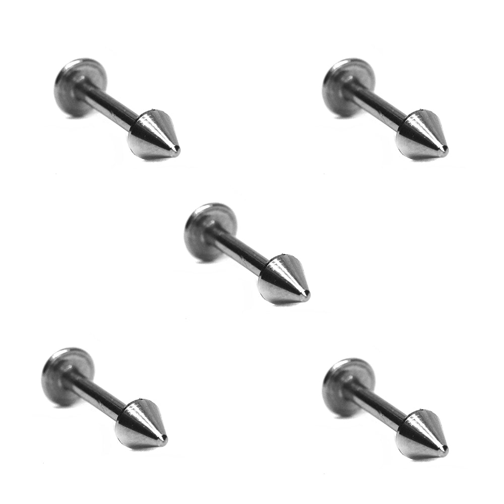 5 Pack Stainless steel pointy flat back lip ring piercing - SSVBJ6149A