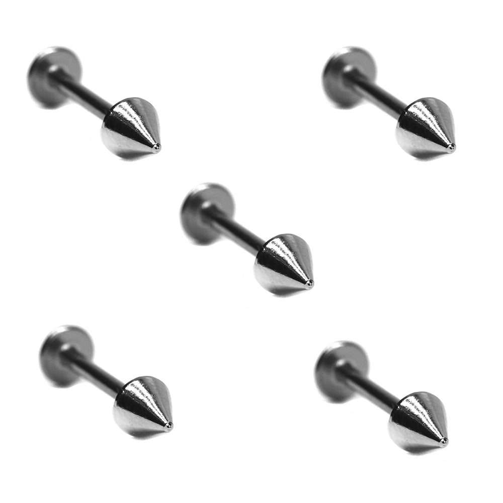 5 Pack stainless steel pointy flat back lip ring piercing - SSVBJ6150A