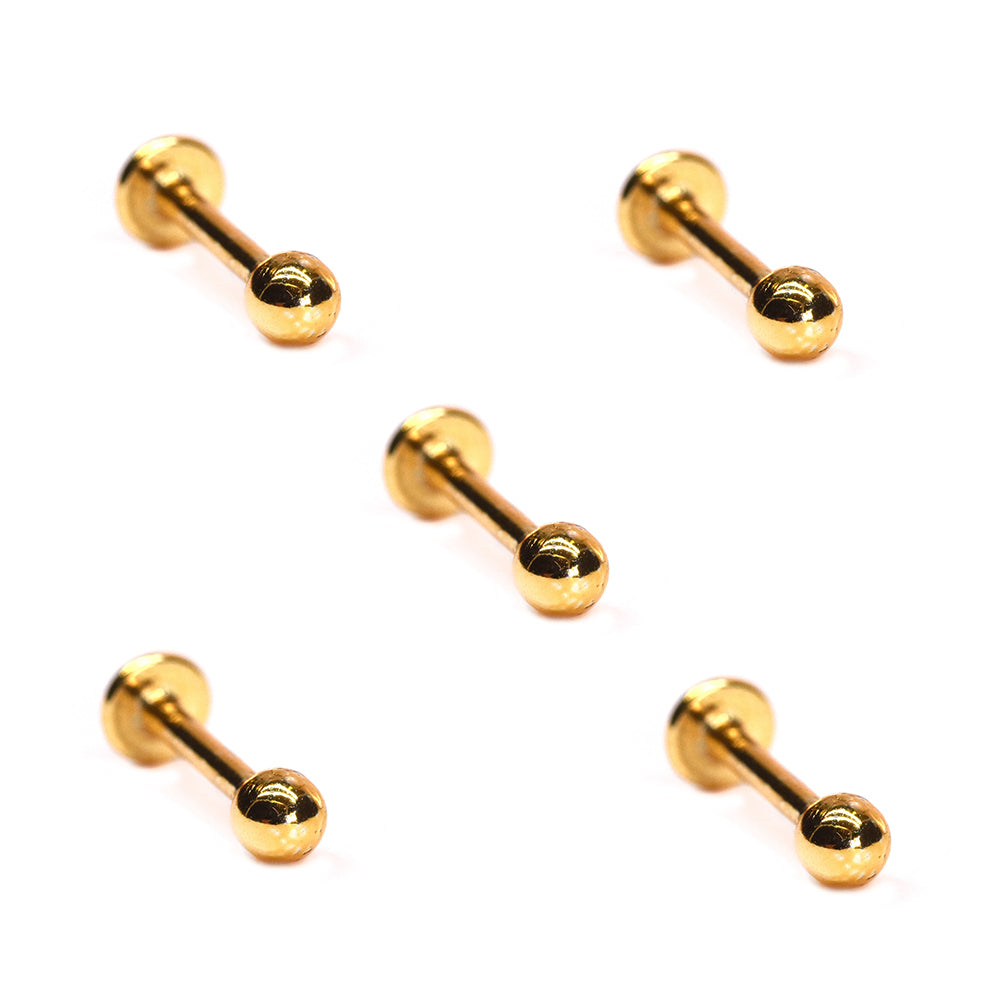 5 Pack Stainless steel ball flat back lip ring piercing - SSVBJ6150