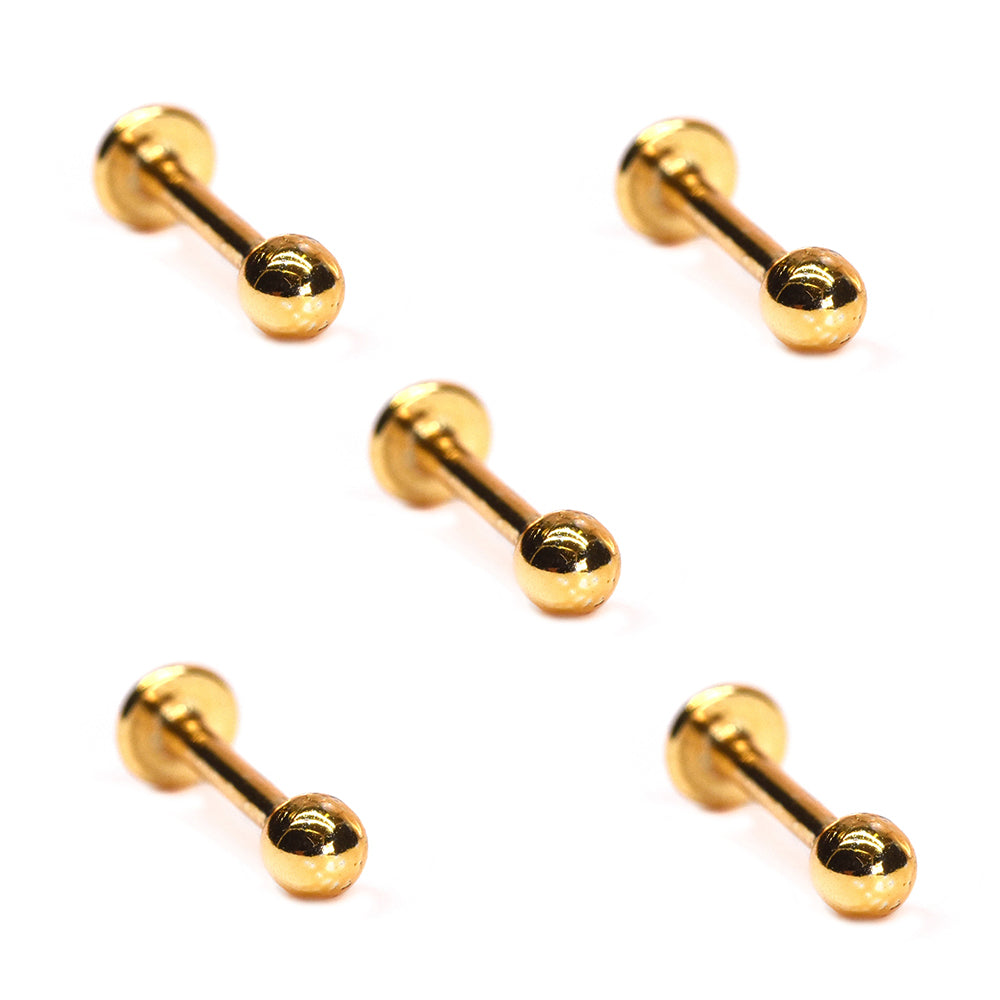 5 Pack stainless steel ball flat back lip ring piercing - SSVBJ6149