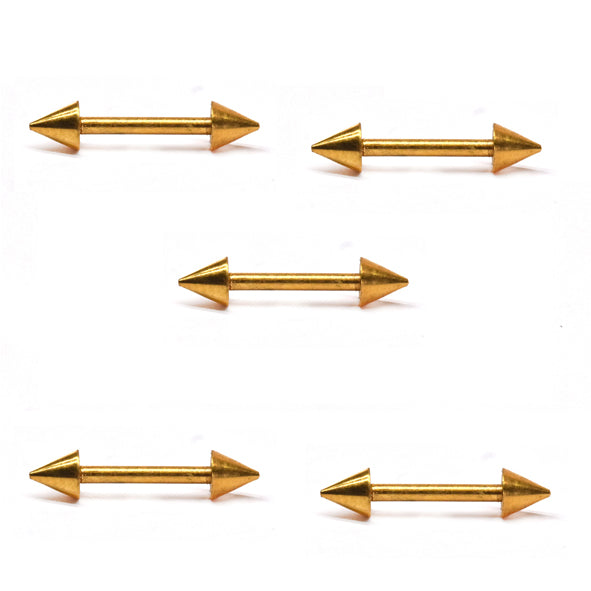 5 Pack stainless steel gold pointy bridge piercing - SSVBJ6154D