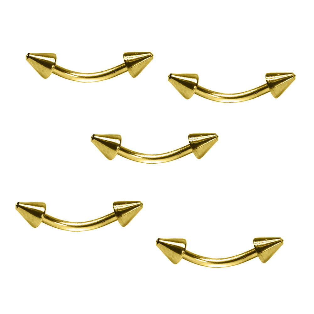 5 Pack stainless steel curved bar and point end bridge piercing - SSVBJ6148