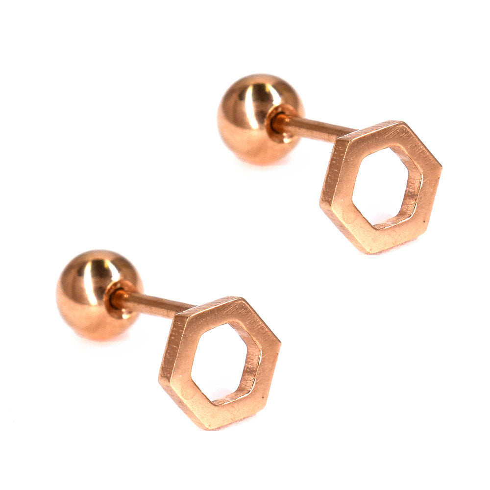 12 Pack stainless steel rose gold cutout hexagon piercing - SSVBJ9050