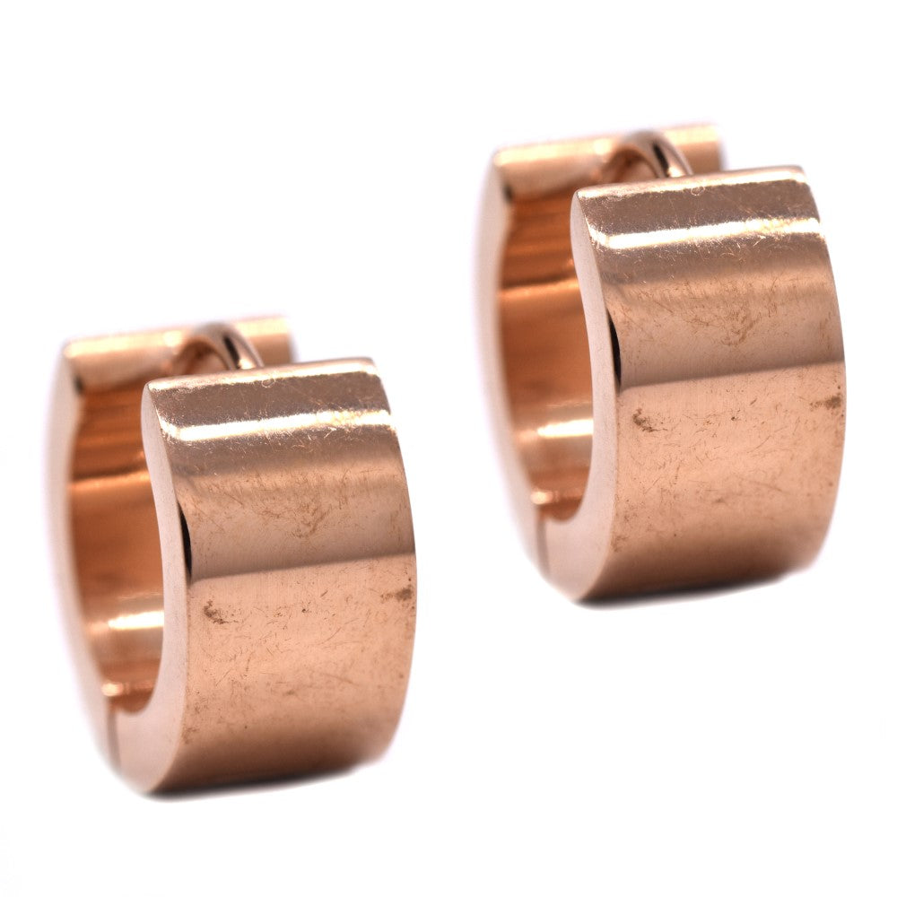 Stainless steel rose gold plated flat broad huggie - SSVE9849