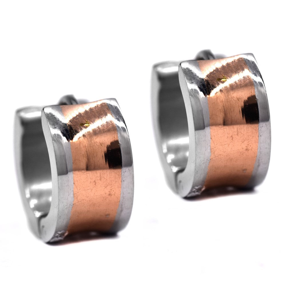 Stainless steel two tone curved in huggies - SSVE9858