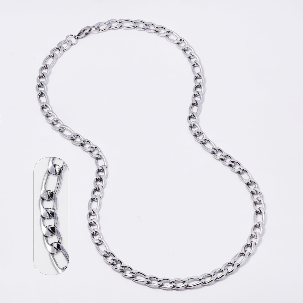 Buy 1 get 1 FREE - Stainless steel figaro 8mm x 55cm chain - SSVN7904