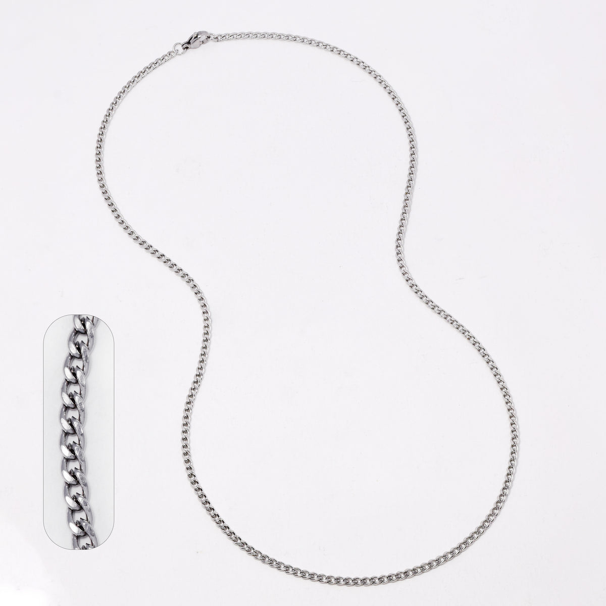 Stainless steel curb 3mm x 55cm chain - SSVN7906