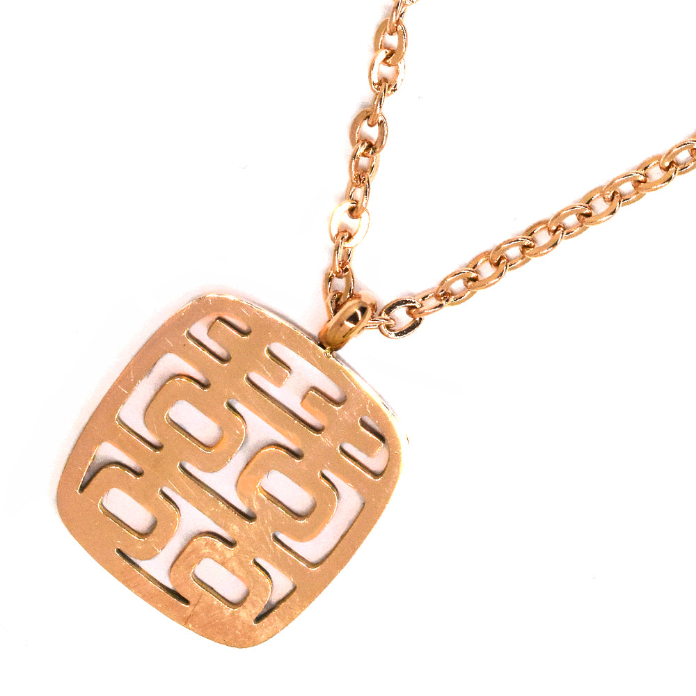 Stainless steel cutout pattern rose gold plated necklace - SSVN9116