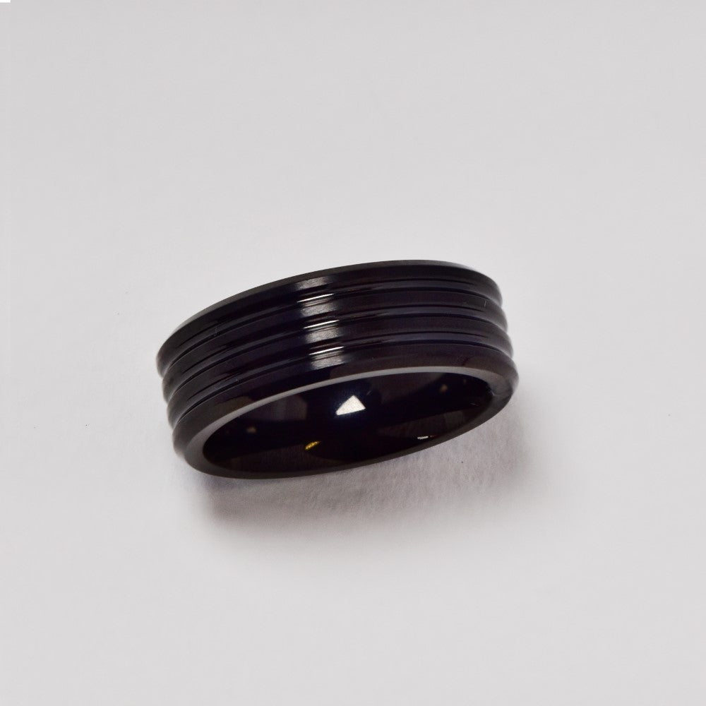 Buy 1 get 1 FREE - Steel black line ring - SSVR6253i-S