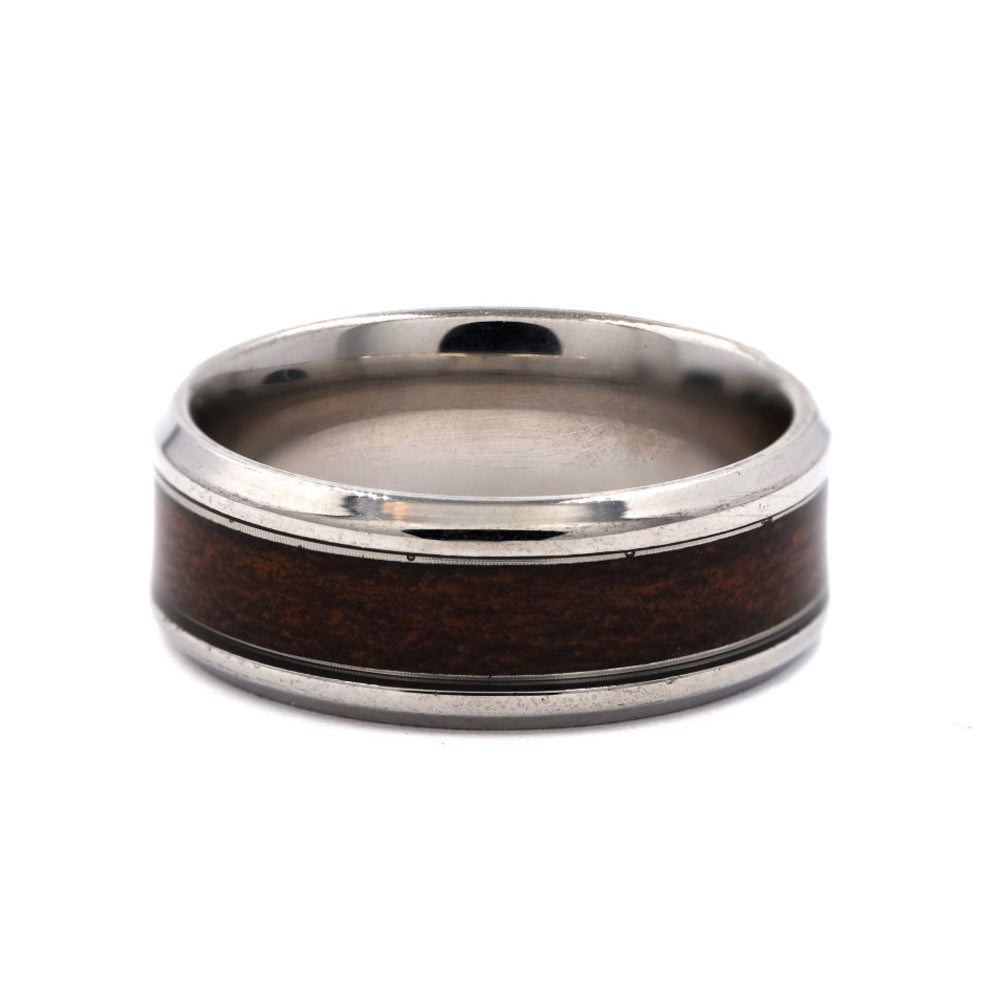 Stainless steel wood enamel centre band ring - SSVR9827