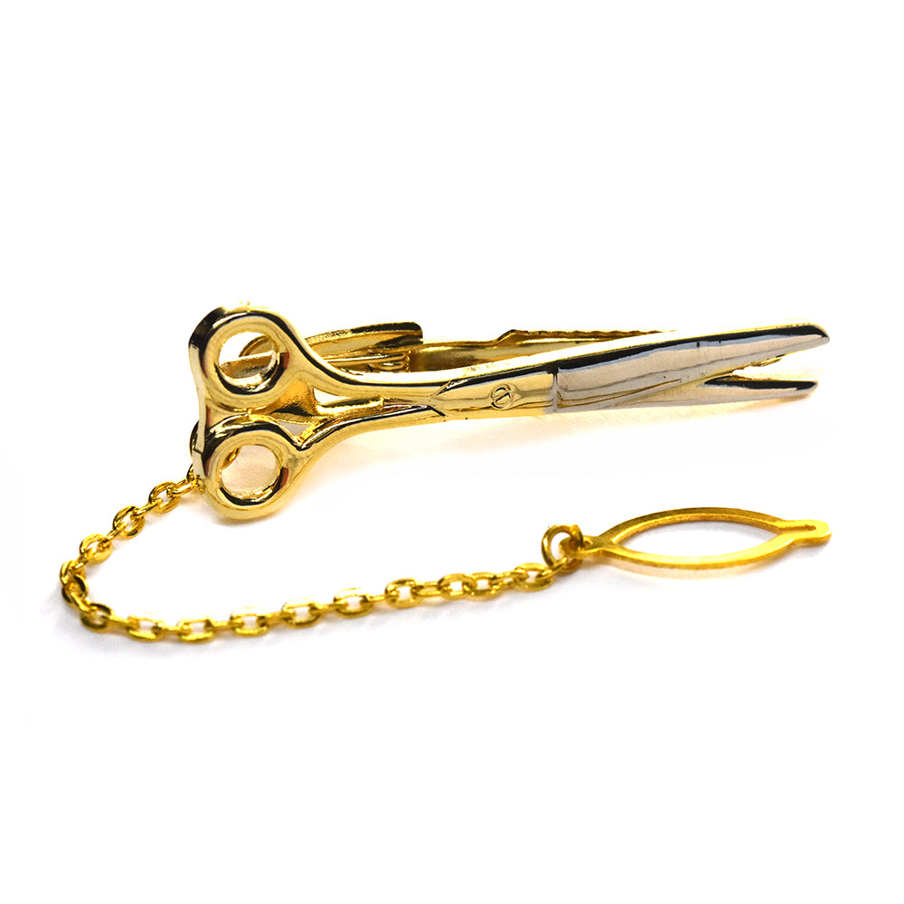 Copper based two-toned plated scissor tie clip - SSVT6552