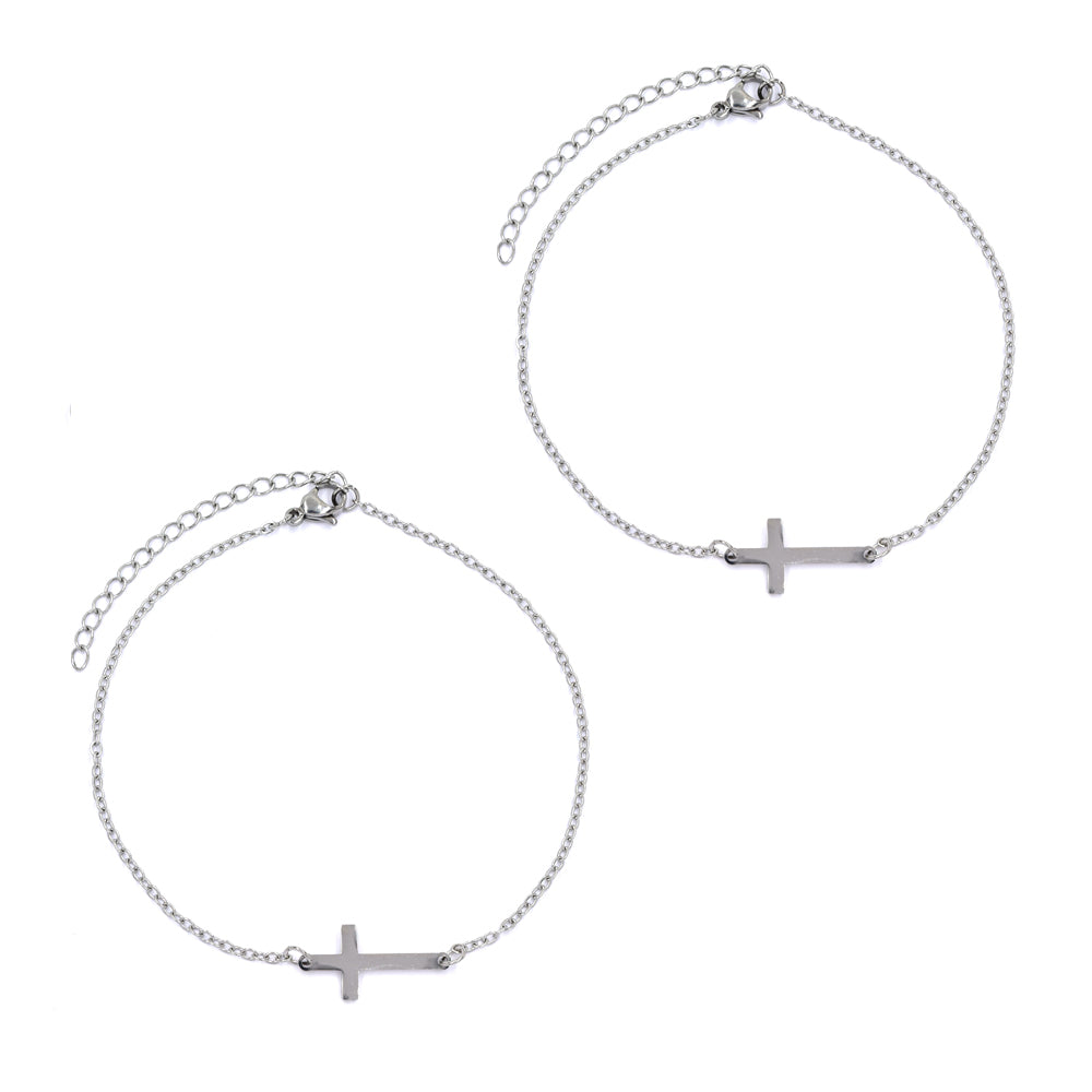 2 Pack Stainless steel cross anklet - SSYA2141