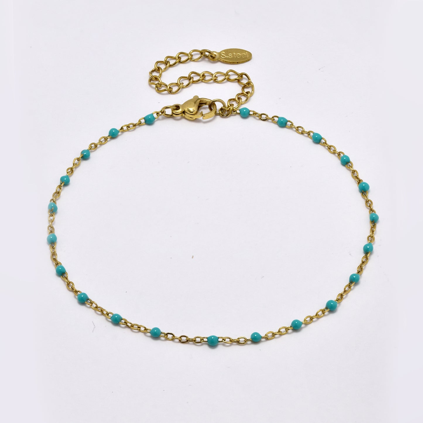 2 Pack Stainless steel beaded 21+5.5cm colour enamel beads anklet - SSYA4930