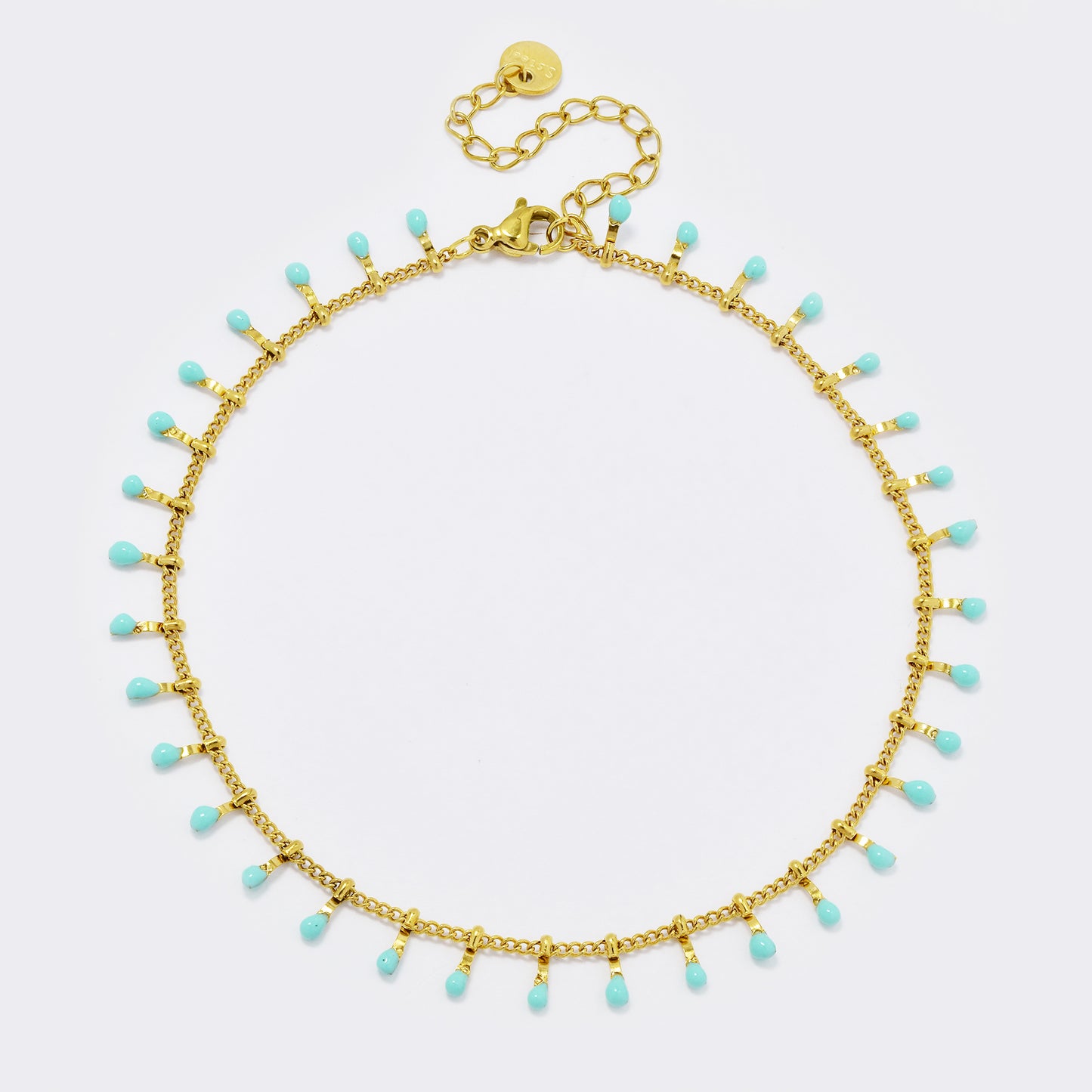 Stainless steel enamel bead charm anklet - SSYA5587