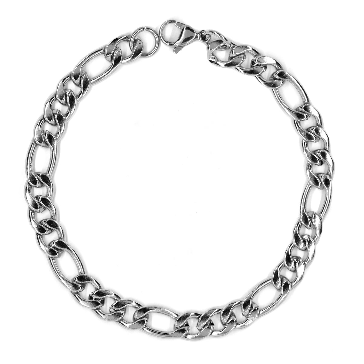 Stainless steel 22cm Figaro bracelet. 7mm Width - SSYB3077