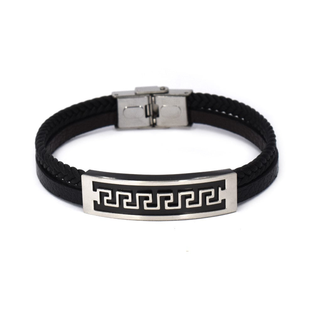 Black Stainless steel double row men's bracelet - SSYB4153