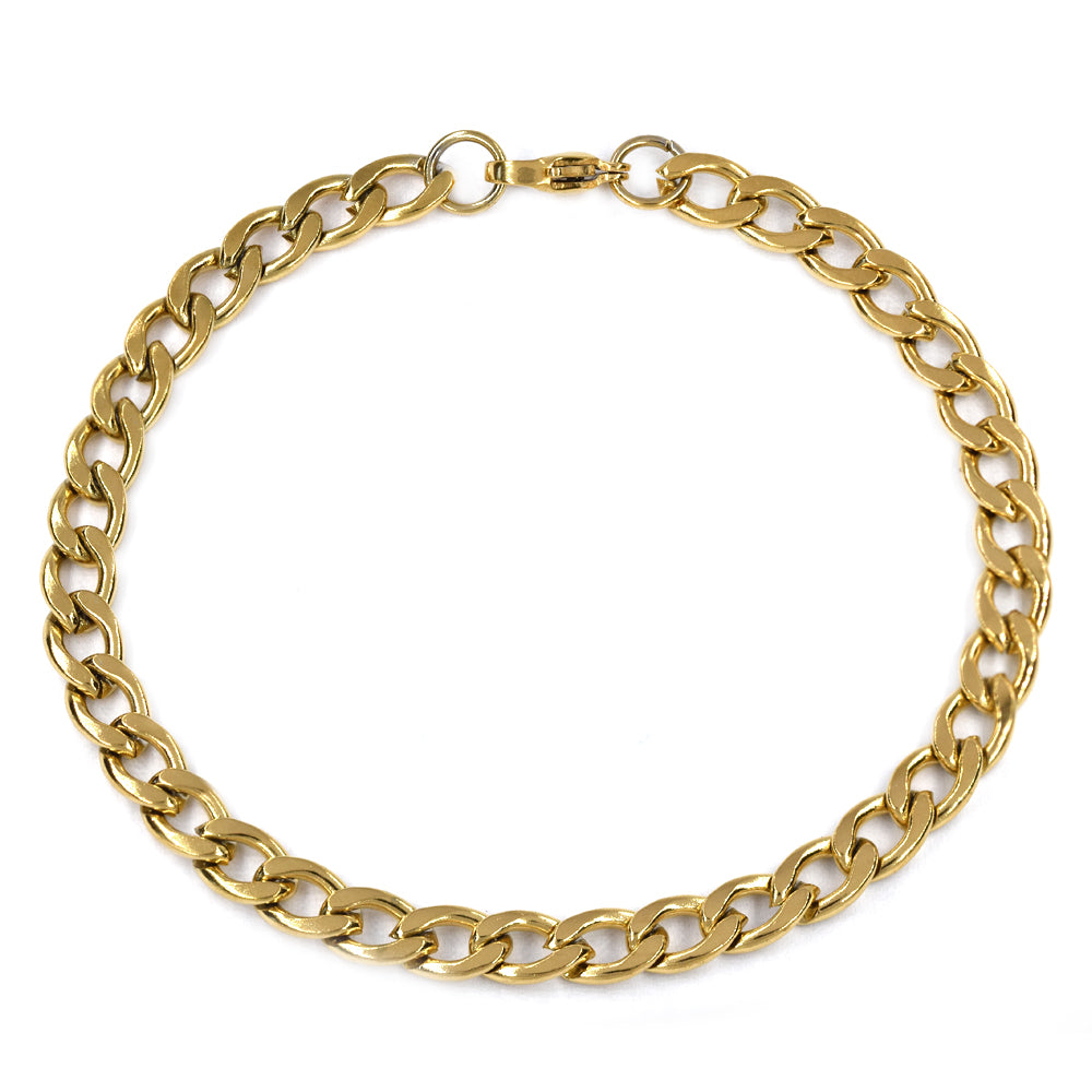 Stainless steel 21cm Gold Curb Bracelet 6mm wide - SSYB4585