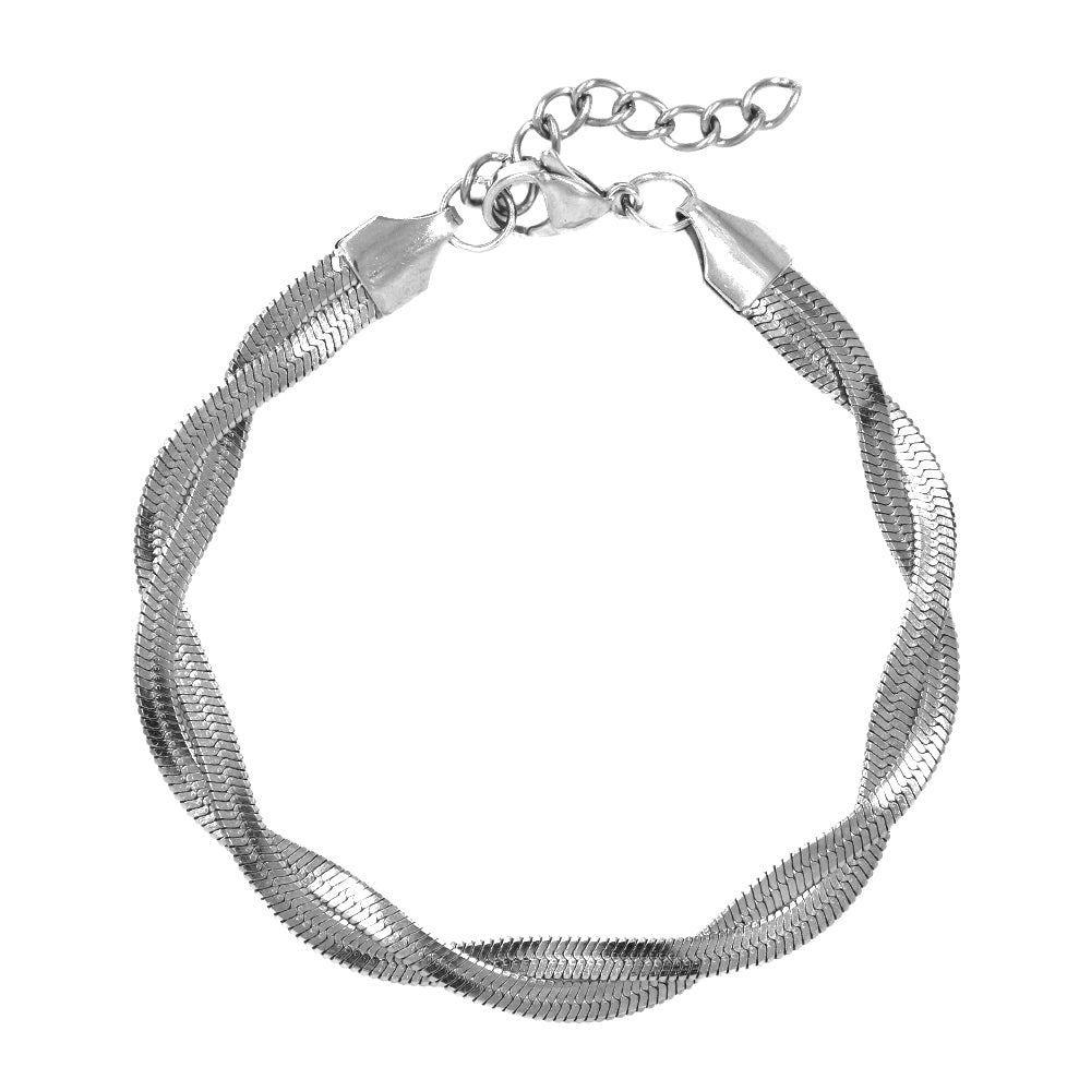 Stainless steel twisted herringbone bracelet - SSYB4731