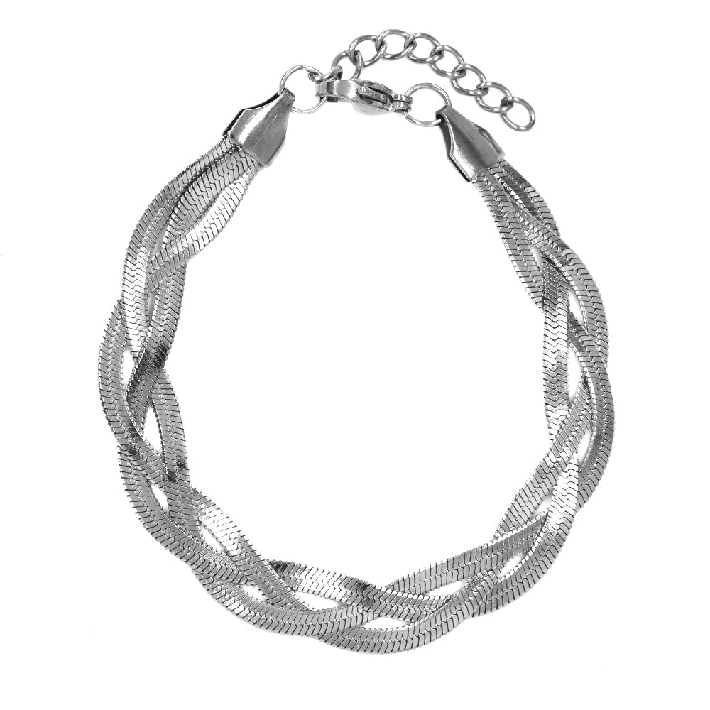 Stainless steel triple braided herringbone bracelet - SSYB4732