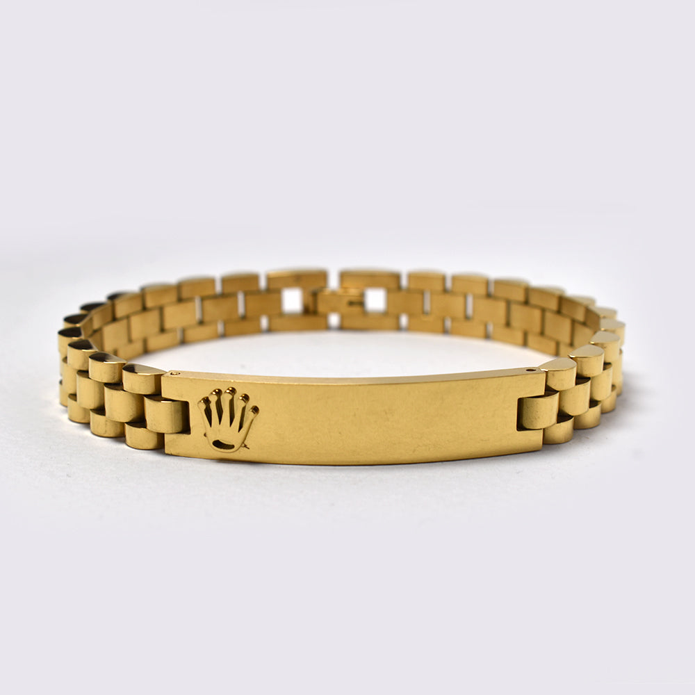 Stainless steel two tone tube linked ID bracelet