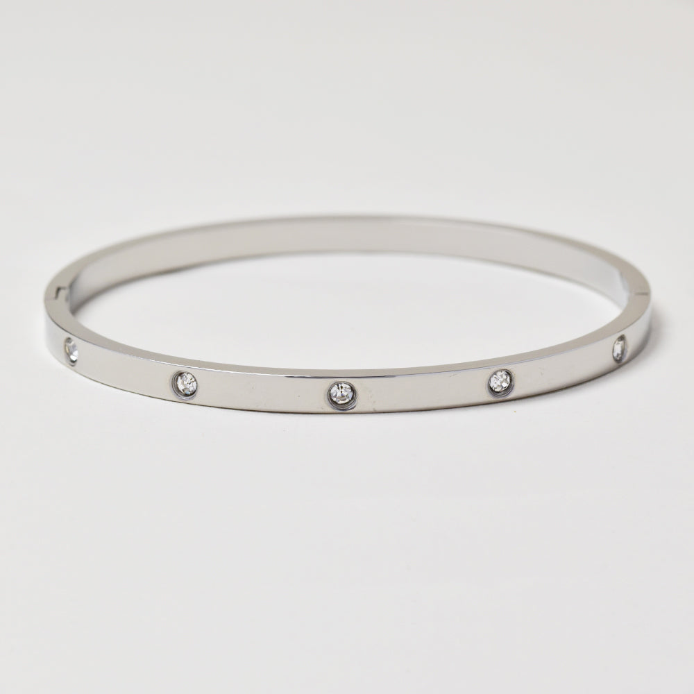 Stainless steel 65mm x 55mm x 4mmSwiss set crystal bangle - SSYB4836