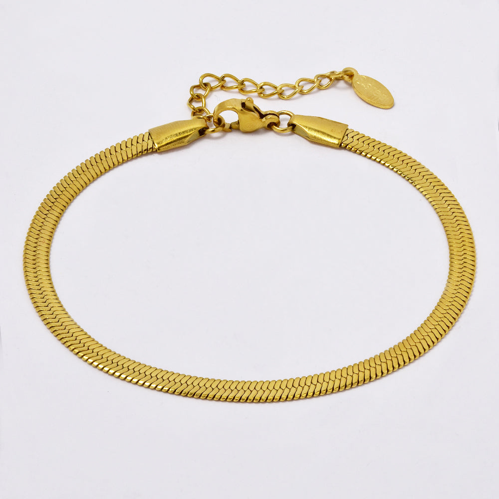 Stainless steel herringbone bracelet Length: 18 + 3cm Width: 4mm - SSYB5019