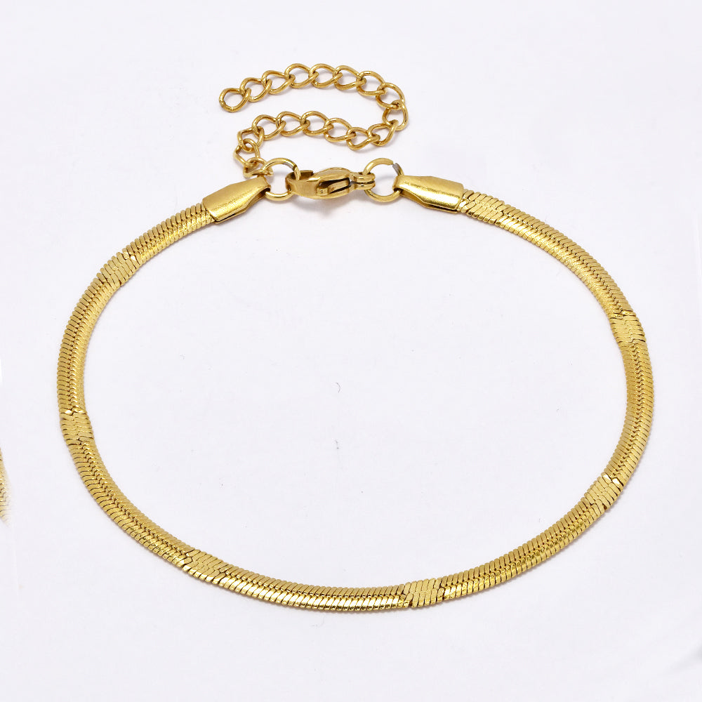 Stainless steel 3 pack herringbone bracelet with stamped section - 18+5cm - SSYB5059