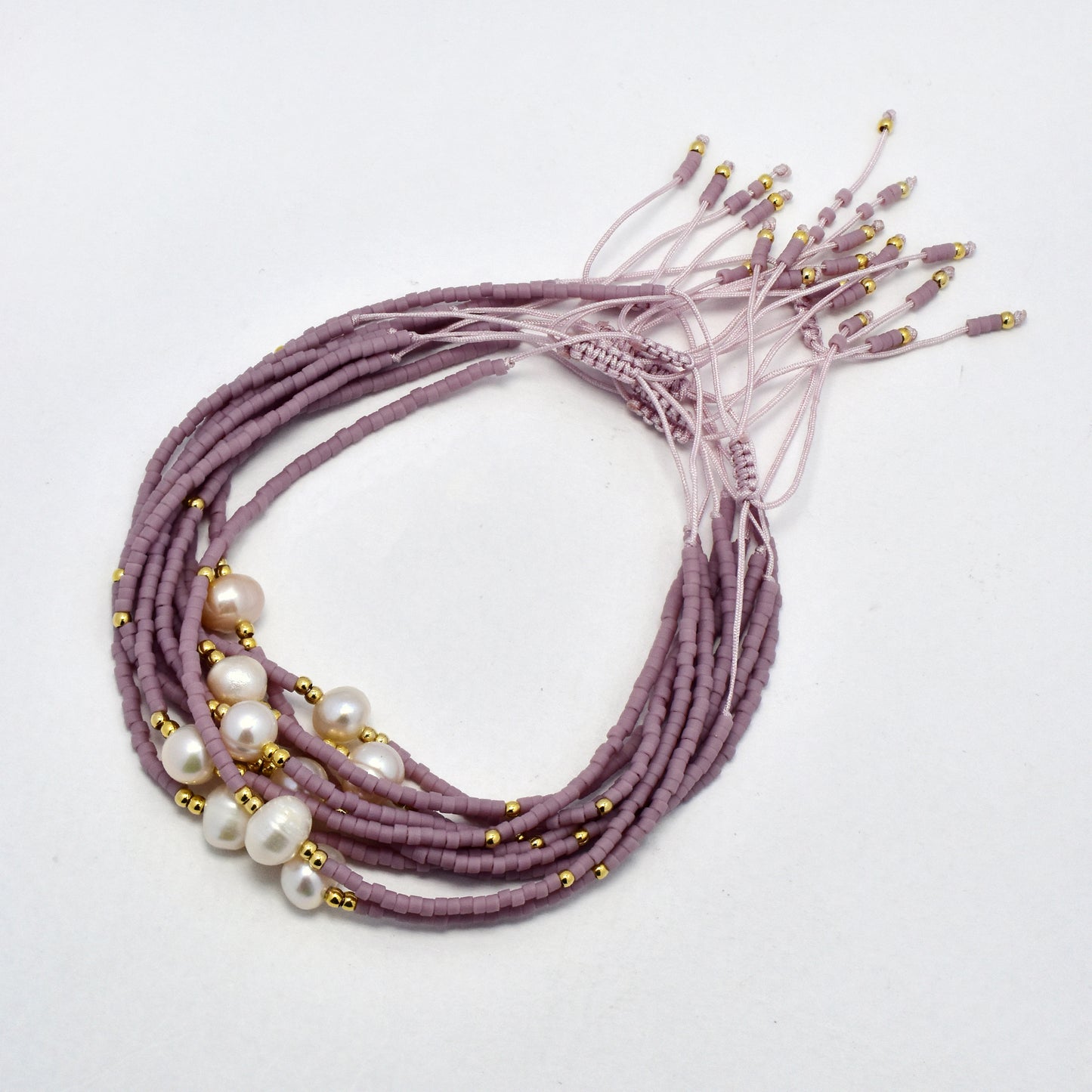 Freshwater pearl and bead pull through bracelet - 10pk - SSYB5703