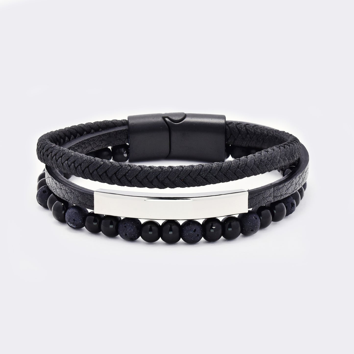 Steel and leather bracelet - SSYB5817