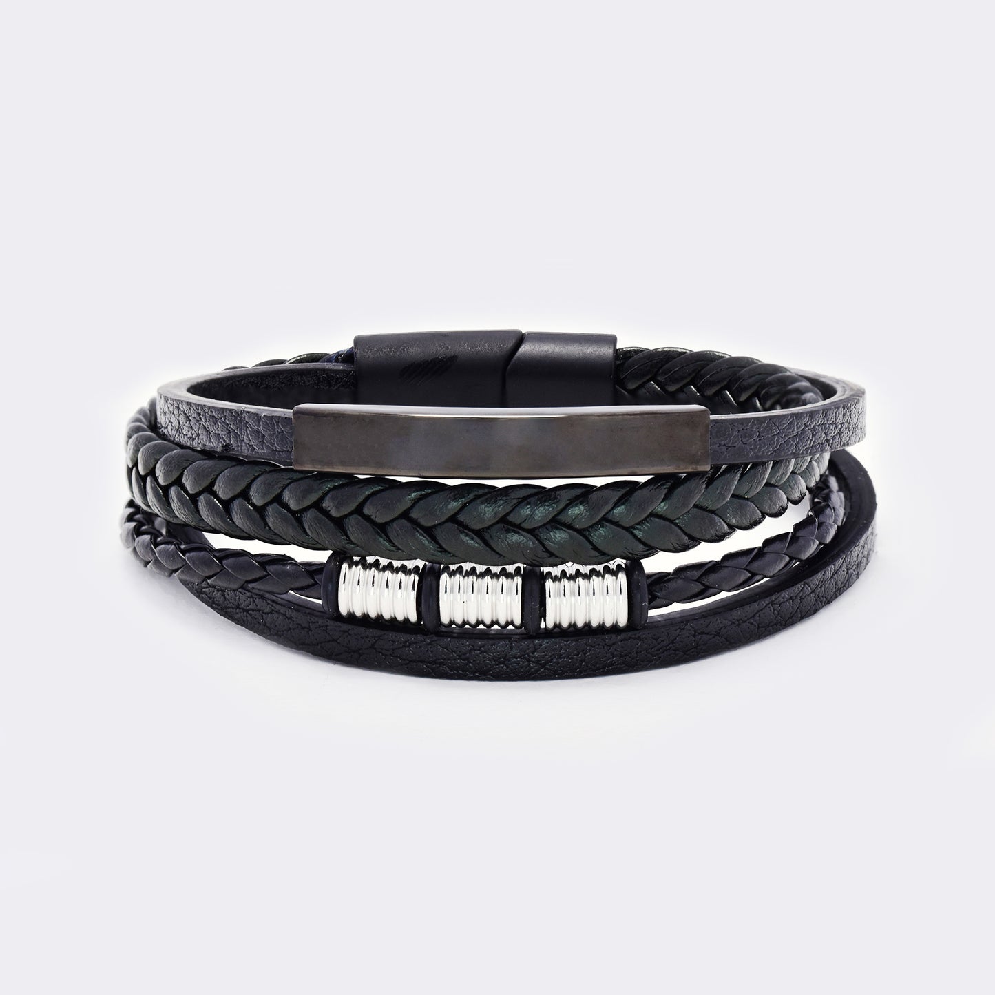 Steel and leather bracelet - SSYB5819