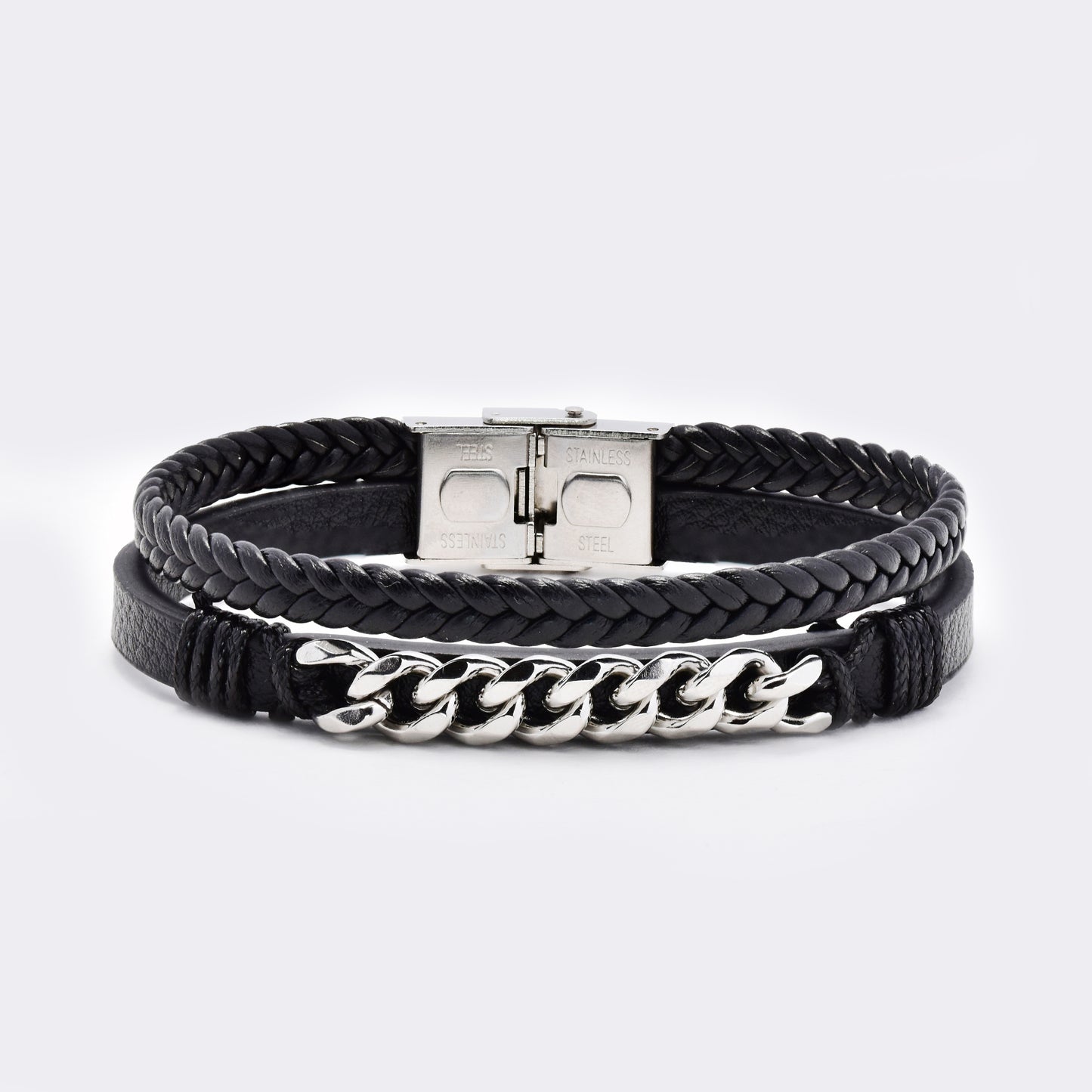 Steel and leather bracelet - SSYB5822