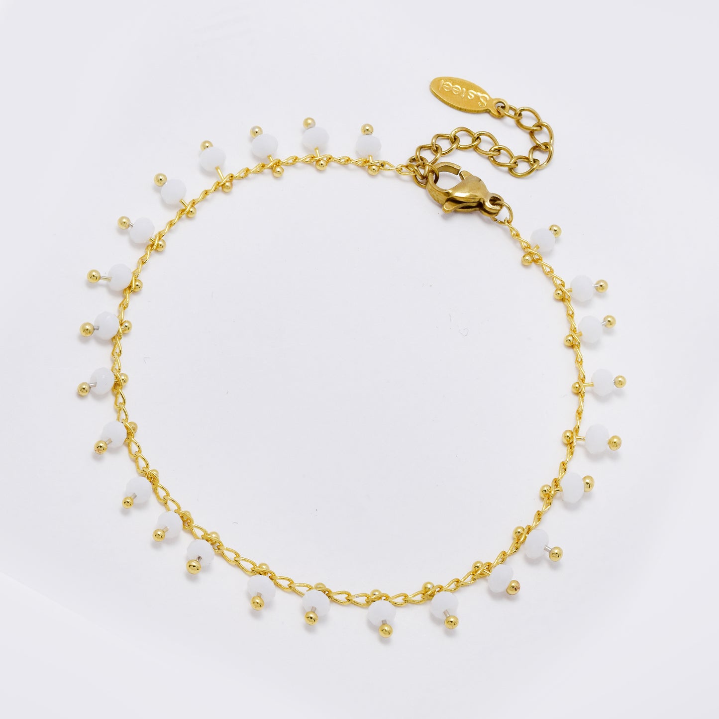 Steel 17cm + 5cm bead charm bracelet - SSYB5863